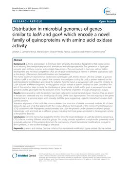 Distribution in Microbial Genomes of Genes Similar to Loda and Goxa