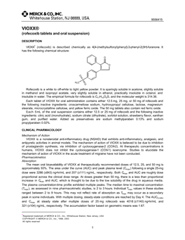 VIOXX® (Rofecoxib Tablets and Oral Suspension)