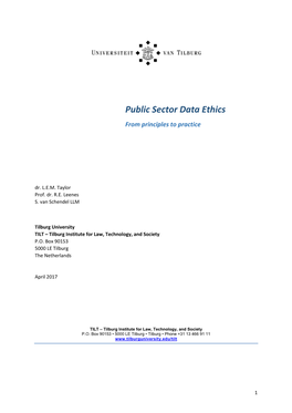 Public Sector Data Ethics: from Principles to Practice