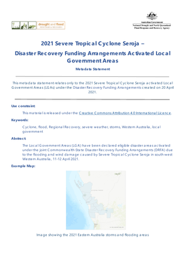 2021 Severe Tropical Cyclone Seroja – Disaster Recovery Funding Arrangements Activated Local Government Areas