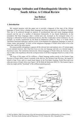 Language Attitudes and Ethnolinguistic Identity in South Africa: a Critical Review