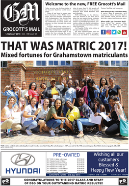 THAT WAS MATRIC 2017! Mixed Fortunes for Grahamstown Matriculants