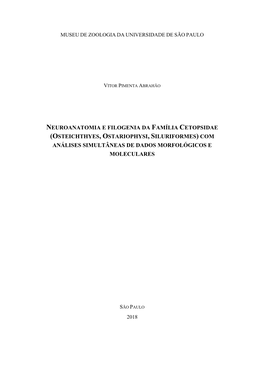 Neuroanatomia E Filogenia Da Família Cetopsidae (Osteichthyes, Ostariophysi, Siluriformes) Com Análises Simultâneas De Dados Morfológicos E Moleculares