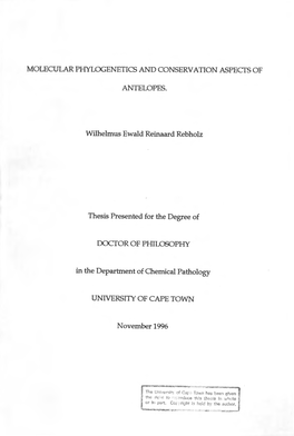 Molecular Phylogenetics and Conservation Aspects of Antelopes