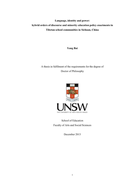 Language, Identity and Power: Hybrid Orders of Discourse and Minority Education Policy Enactments in Tibetan School Communities in Sichuan, China