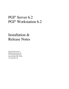PGI® Server 6.2 PGI® Workstation 6.2 Installation & Release Notes