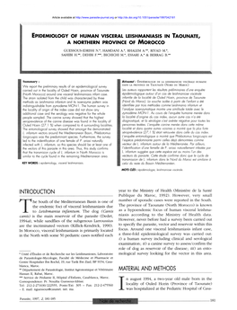 Epidemiology of Human Visceral Leishmaniasis in Taounate, a Northern Province of Morocco