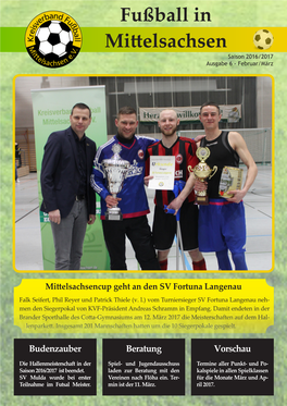 Mittelsachsencup Geht an Den SV Fortuna Langenau Falk Seifert, Phil Reyer Und Patrick Thiele (V