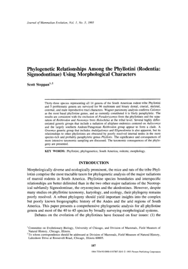 Phylogenetic Relationships Among the Phyllotini (Rodentia: Sigmodontinae) Using Morphological Characters