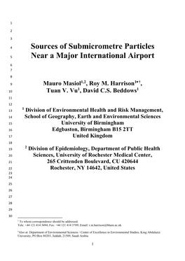 Sources of Submicrometre Particles Near a Major International Airport