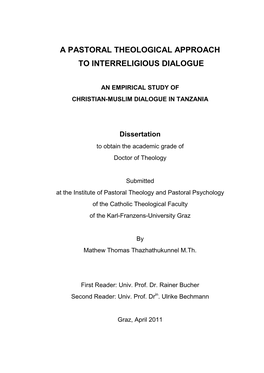 A Pastoral Theological Approach to Interreligious Dialogue