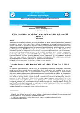 Joe Orton's Democratic Lunacy: What the Butler Saw As a Political Comedy