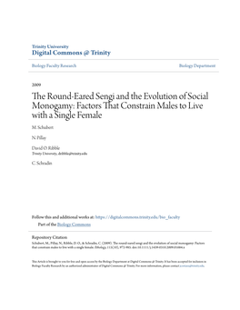 The Round-Eared Sengi and the Evolution of Social Monogamy: Factors That Constrain Males to Live with a Single Female M