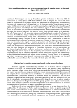 Silver, Small Data and Grand Narratives: Towards an (Integral) Agrarian History of Pharaonic Egypt (2500-550 BC)”