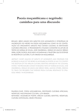 Poesia Moçambicana E Negritude: Caminhos Para Uma Discussão