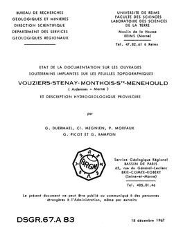 DSGR.67.A 83 18 Décembre 1967 Résumé