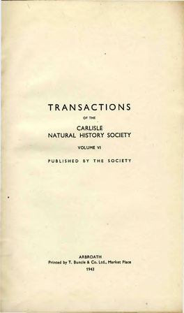 Transactions of the Carlisle Natural History Society