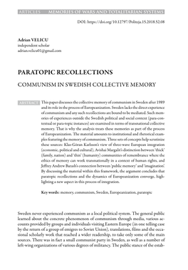 Paratopic Recollections