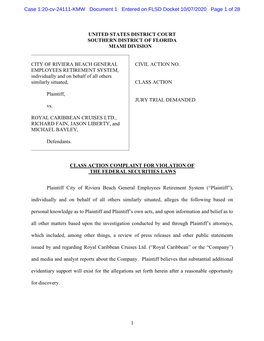 Case 1:20-Cv-24111-KMW Document 1 Entered on FLSD Docket 10/07/2020 Page 1 of 28