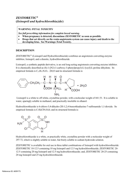 ZESTORETIC® (Lisinopril and Hydrochlorothiazide)