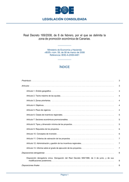 Real Decreto 169/2008, De 8 De Febrero, Por El Que Se Delimita La Zona De Promoción Económica De Canarias