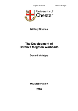 The Development of Britain's Megaton Warheads