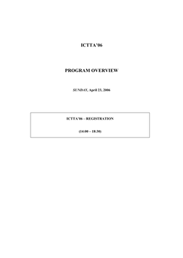 Ictta'06 Program Overview