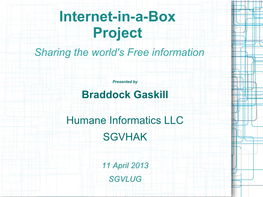 Internet-In-A-Box Project Sharing the World's Free Information