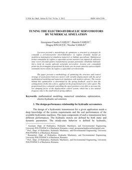 Tuning the Electro-Hydraulic Servomotors by Numerical Simulation