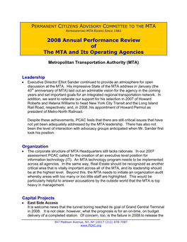 2008 MTA Annual Performance Review