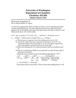 University of Washington Department of Chemistry Chemistry 452/456 Summer Quarter 2011