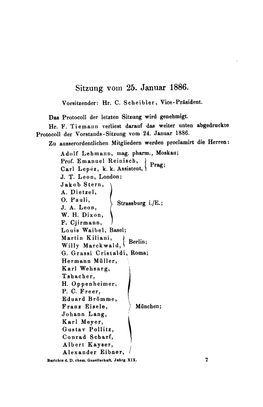 Sitzung Vom 25 Januar 1886