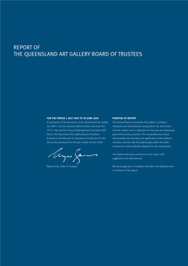 Report of the Queensland Art Gallery Board of Trustees