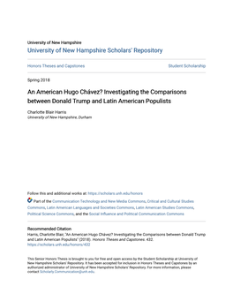 An American Hugo Chávez? Investigating the Comparisons Between Donald Trump and Latin American Populists