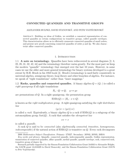 Connected Quandles and Transitive Groups 1