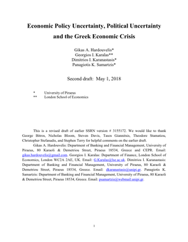 Economic Policy Uncertainty, Political Uncertainty and the Greek Economic Crisis