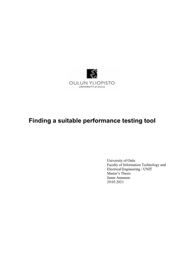 Finding a Suitable Performance Testing Tool