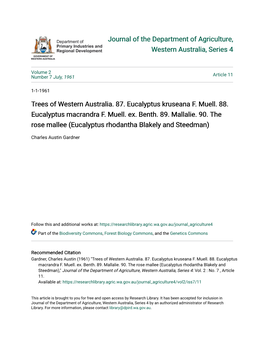 Trees of Western Australia. 87. Eucalyptus Kruseana F. Muell. 88