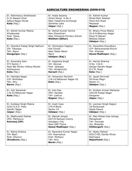 Agriculture Engineering {2008-012}