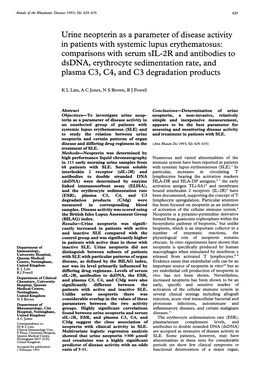 Urine Neopterin As a Parameter of Disease Activity