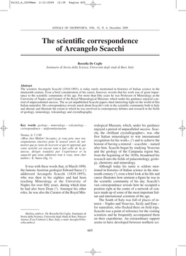 The Scientific Correspondence of Arcangelo Scacchi