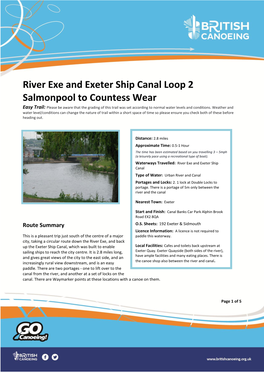 River Exe and Exeter Ship Canal Loop 2 Salmonpool to Countess Wear