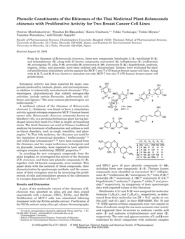 Phenolic Constituents of the Rhizomes of the Thai Medicinal Plant Belamcanda Chinensis with Proliferative Activity for Two Breast Cancer Cell Lines