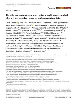 Genetic Correlations Among Psychiatric and Immune-Related Phenotypes Based on Genome-Wide Association Data