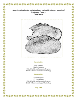 A Biology Study of Freshwater Mussels of Richmond