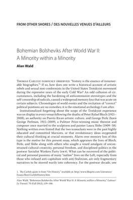 Bohemian Bolsheviks After World War II: a Minority Within a Minority Alan Wald