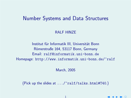 Number Systems and Data Structures