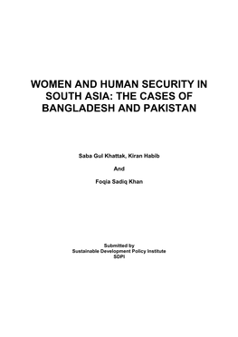 Women and Human Security in South Asia: the Cases of Bangladesh and Pakistan