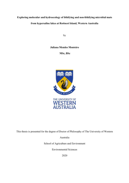 Thesis Is Presented for the Degree of Doctor of Philosophy of the University of Western