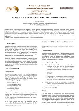 Corpus Alignment for Word Sense Disambiguation